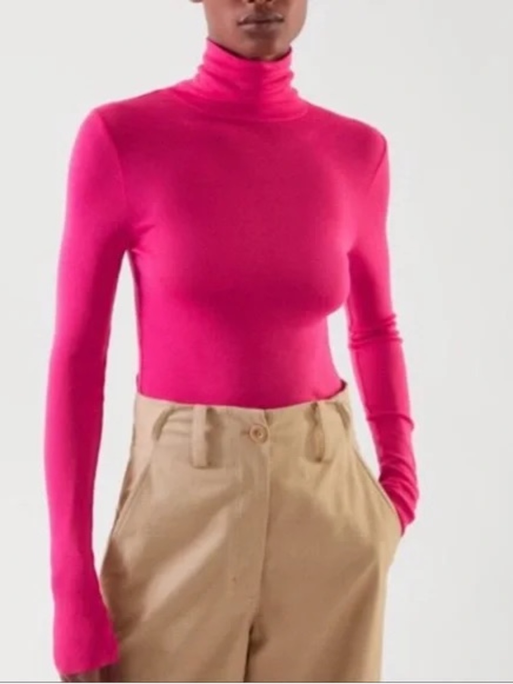 COS Fuchsia Slim Turtleneck Sweater